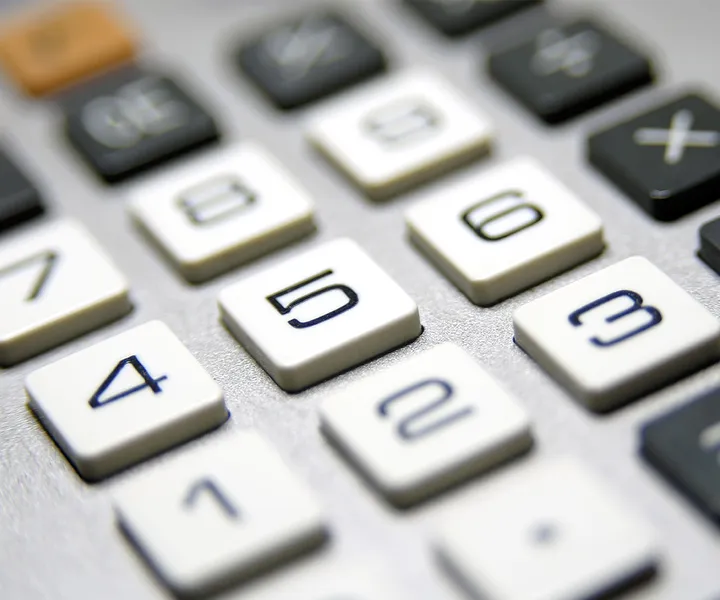 Close up view of a simple calculator